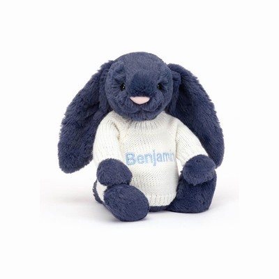 Jellycat Bashful Navy Bunny with Cream Jumper New Zealand | OHSLI5831